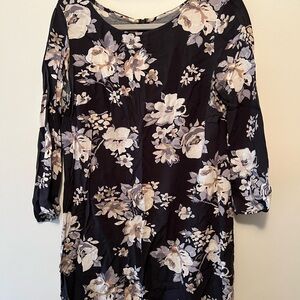 Floral Black and Cream Women's Top